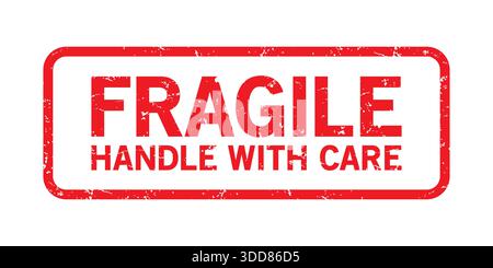 Fragile Handle with care grunge texture stamp sign or seal with care logistics and delivery shipping labels Stock Vector