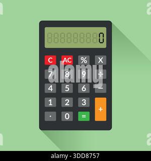 Realistic dark electronic calculator vector illustration Stock Vector