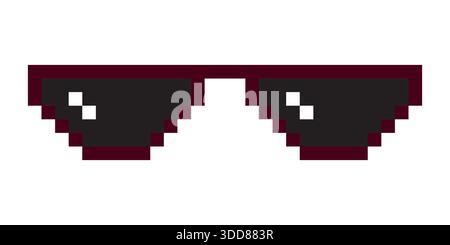 Fun retro Pixelated sun glass icon, Boss glasses meme, life style meme sunglasses thug, vector illustration Stock Vector