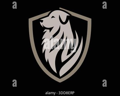 Minimalist Great Pyrenees dog icon in clean flat vector style. Perfect for logos, apps, websites, branding, pet projects, stickers, UI design, and mod Stock Vector