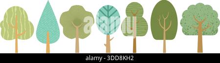 Vector cartoon of trees on white background Stock Vector