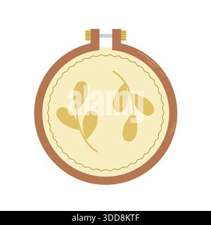 Sewing kit, a collection of sewing tools and accessories, hand-drawn in flat style. Embroidery hoops Stock Vector