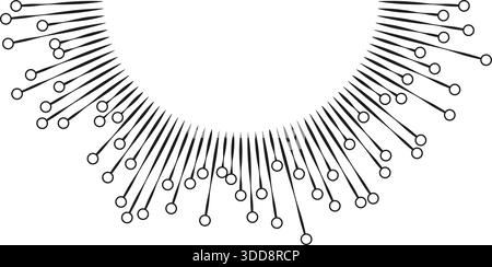 Irregular rays with outline circles at the ends and varying thickness Stock Vector