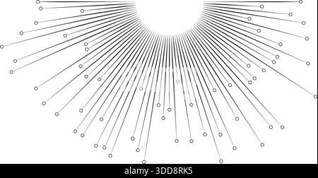 semicircular big rays with outline circle at end irregular like sun Stock Vector