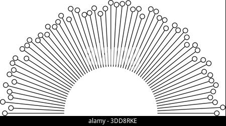 Semi circle big irregular rays with outline circle at end empty circular space center Stock Vector