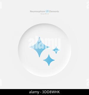 A white round button with a blue artificial intelligence badge. Stock Vector
