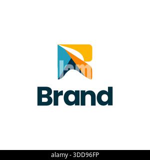 Creative letter R with overlapping shape concept, Logo icon design illustration, Symbol initial R sign with trendy colorful for brand identity and bus Stock Vector