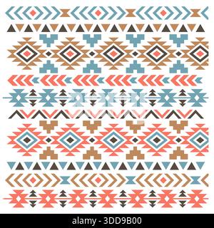 Aztec boho pattern. Vintage Aztec pattern traditional ornament background isolated on white for design Stock Vector