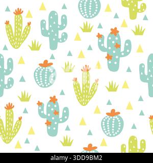 Cowboy western seamless pattern vector illustration with cowboy boots, cowboy hat, cactuses and cow kull decoration Stock Vector