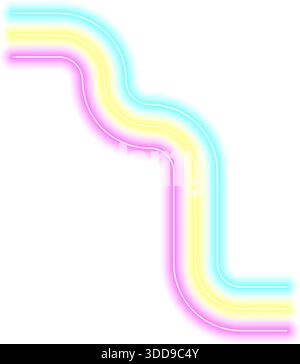 Diagonal zigzag structure shaped by rounded neon wave lines Stock Vector