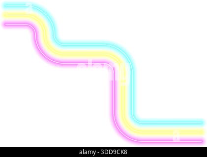 Diagonal maze built from continuous rounded neon wave paths Stock Vector