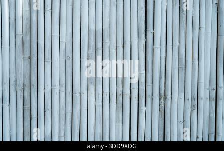 Weathered bamboo fence texture with vertical lines. Natural rustic pattern surface. Organic sustainable design and minimalist Zen aesthetic background Stock Photo