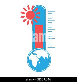 thermometer with a globe. Climate change, Global Warming, Ecological Problems and Solutions. Stock Vector