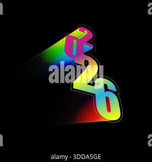 Happy new year 2026 with colorful gradient text, stock vector Stock Vector