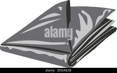 A stack of folded newspapers illustrated in grayscale with simple shading. Stock Vector