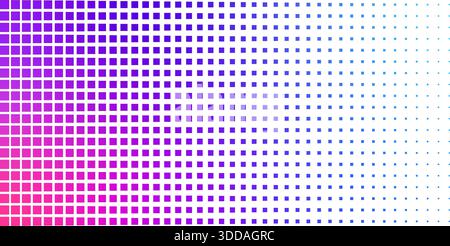 Neon pixel gradient bg. Blue, pink and purple gradient background. Abstract digital pattern with square elements grid. Vibrant cyber futuristic Stock Vector