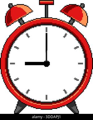 Pixel art alarm clock vector illustration Stock Vector