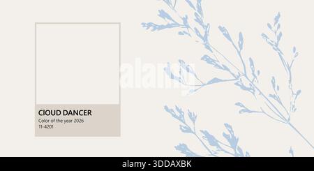 Cloud dancer color of the year 2026. Abstract background with square ...