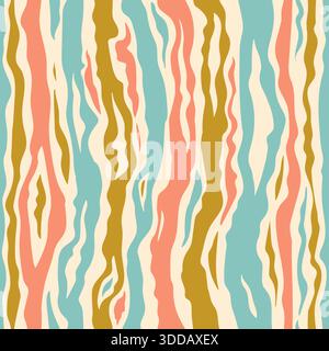 Tiger stripes seamless pattern. Animal skin. Wrapping paper, fashion fabrics, prints. Vector endless illustration. Stock Vector