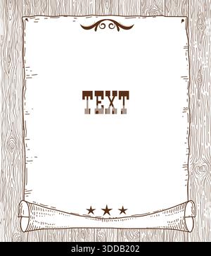 Vintage paper background for text. Old hand drawn paper background on wood texture. Stock Vector