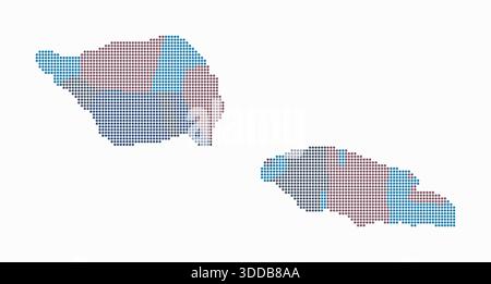 Samoa dotted map. Digital style map of the country on white background. Samoa shape with circle dots. Colored dots style. Small size circles. Stock Vector