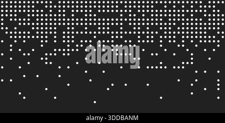 Geometric pixel explosion background with broken square shapes and dispersed dot particles representing motion fade and digital disintegration Stock Vector