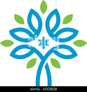 Tree People Star Growth Logo Design Community Vector Template Icon Stock Vector