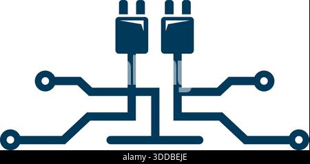 Circuit Plug Technology Connection Logo Design Digital Vector Template Icon Stock Vector