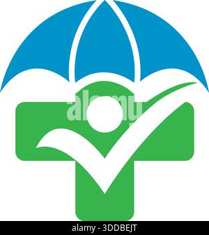 Umbrella People Care Protection Logo Design Vector Template Icon Stock Vector
