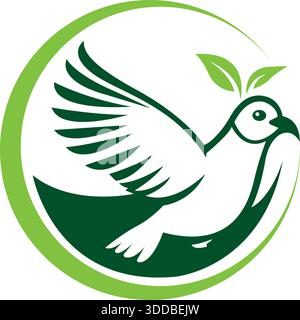 Dove Bird Peace Freedom Logo Design Nature Symbol Vector Template Icon Stock Vector