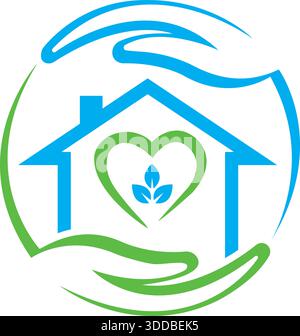 Home Family Care Circle Logo Design Health Protection Vector Template Icon Stock Vector