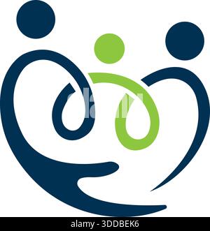 Family People Circle Care Logo Design Community Vector Template Icon Stock Vector