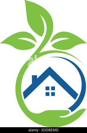 Leaf Plant Growth Home Logo Design Eco Real Estate Vector Icon Template Stock Vector