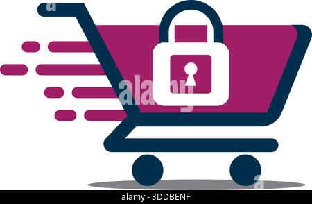 Shopping Cart Lock Secure Payment Logo Design Ecommerce Vector Template Icon Stock Vector