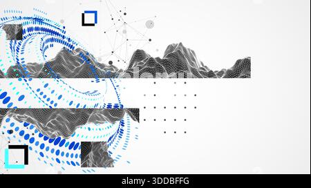 Halftone theme Vector. Science abstract wireframe art background. Stock Vector