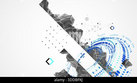 Halftone theme Vector. Science abstract wireframe art background. Stock Vector