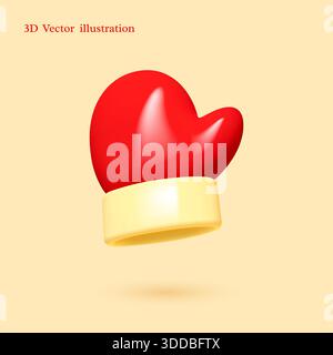3D vector illustration of a red glossy mitt Stock Vector