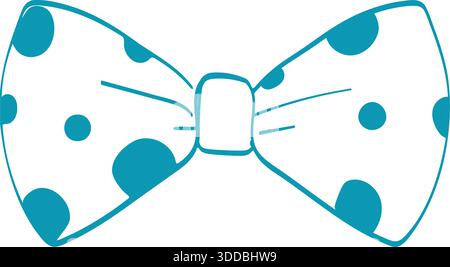Teal and white polka dot bow tie illustration, formal accessory or festive party element vector Stock Vector