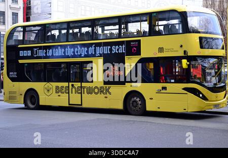 Manchester, UK, 30th December, 2025. Bee Network bus in central Manchester, UK. From March 2026, older and disabled people in  Greater Manchester will get free 24/7 travel on Bee Network buses, with the 9.30am concessionary restriction permanently removed.  The change follows two successful pilots in August and November, benefiting around 400,000 concessionary pass holders.  Credit: Terry Waller/Alamy Live News Stock Photo
