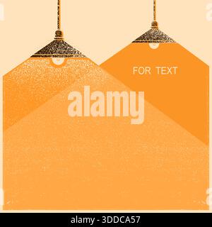 Ceiling lamps lighting background.Vector retro illustration for text Stock Vector