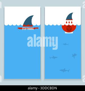 set of banners about save sharks and undersea world.Vector collection for design Stock Vector