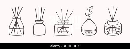 Aroma Sticks Glass Jar Aromatherapy Diffuser Set Stock Vector