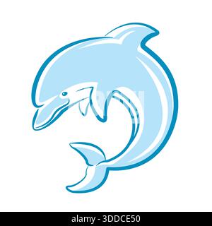 Dolphin jumping in sea isolated on white for design Stock Vector
