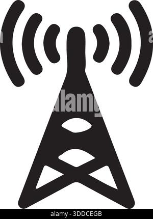 Telecom Communication Tower Signal Radio Antenna Silhouette Vector Icon Design Stock Vector