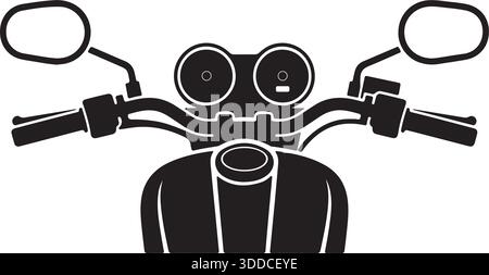 Motorcycle Handlebar Silhouette with Mirrors Gauges and Levers Vector Illustration Stock Vector