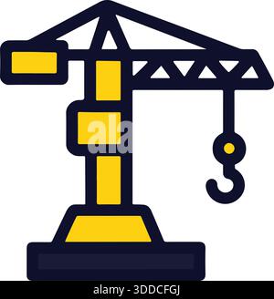 Colorful Cartoon Style Construction Crane Vector Illustration Stock Vector