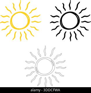 Sun icon vector set Stock Vector