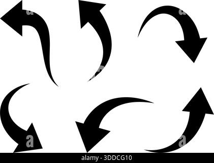 Black minimal arrows. Clean arrows for diagrams, navigation and interface design Stock Vector