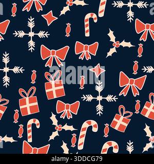 Christmas ornament seamless pattern; celebration pattern for New Year and Christmas Stock Vector