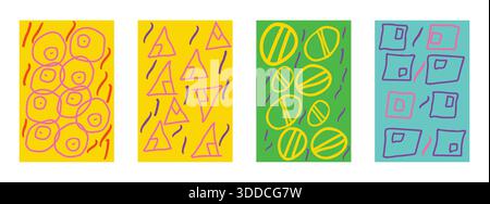 Set of doodle hand draw of geometrical shapes wallpaper Stock Vector